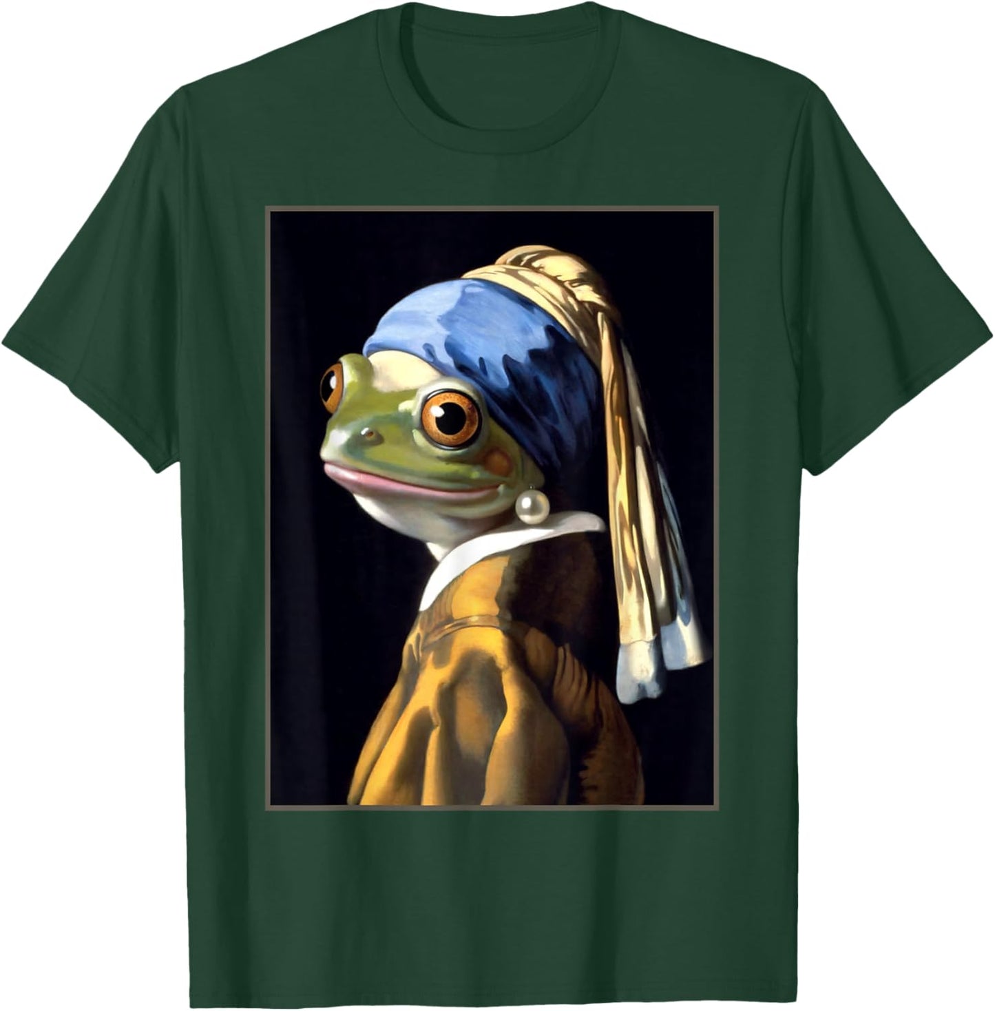 Funny Frog Vermeer’s Girl with a Pearl Earring Parody Meme T-Shirt - T-Shirt | Forest