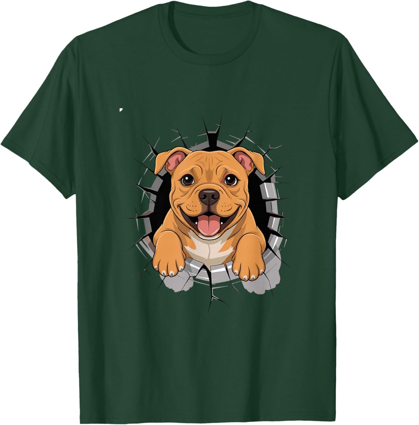 Cracked Wall Staffordshire Bull Terrier Staffy T-Shirt - T-Shirt | Forest