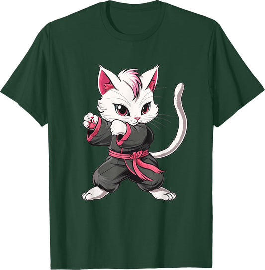Karate Taekwondo Funny Cat Jiu Jitsu Women Girls MMA T-Shirt - T-Shirt | Forest
