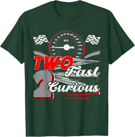 Two Fast 2 Curious Racing 2nd Birthday Two Fast Birthday T-Shirt - T-Shirt | Forest
