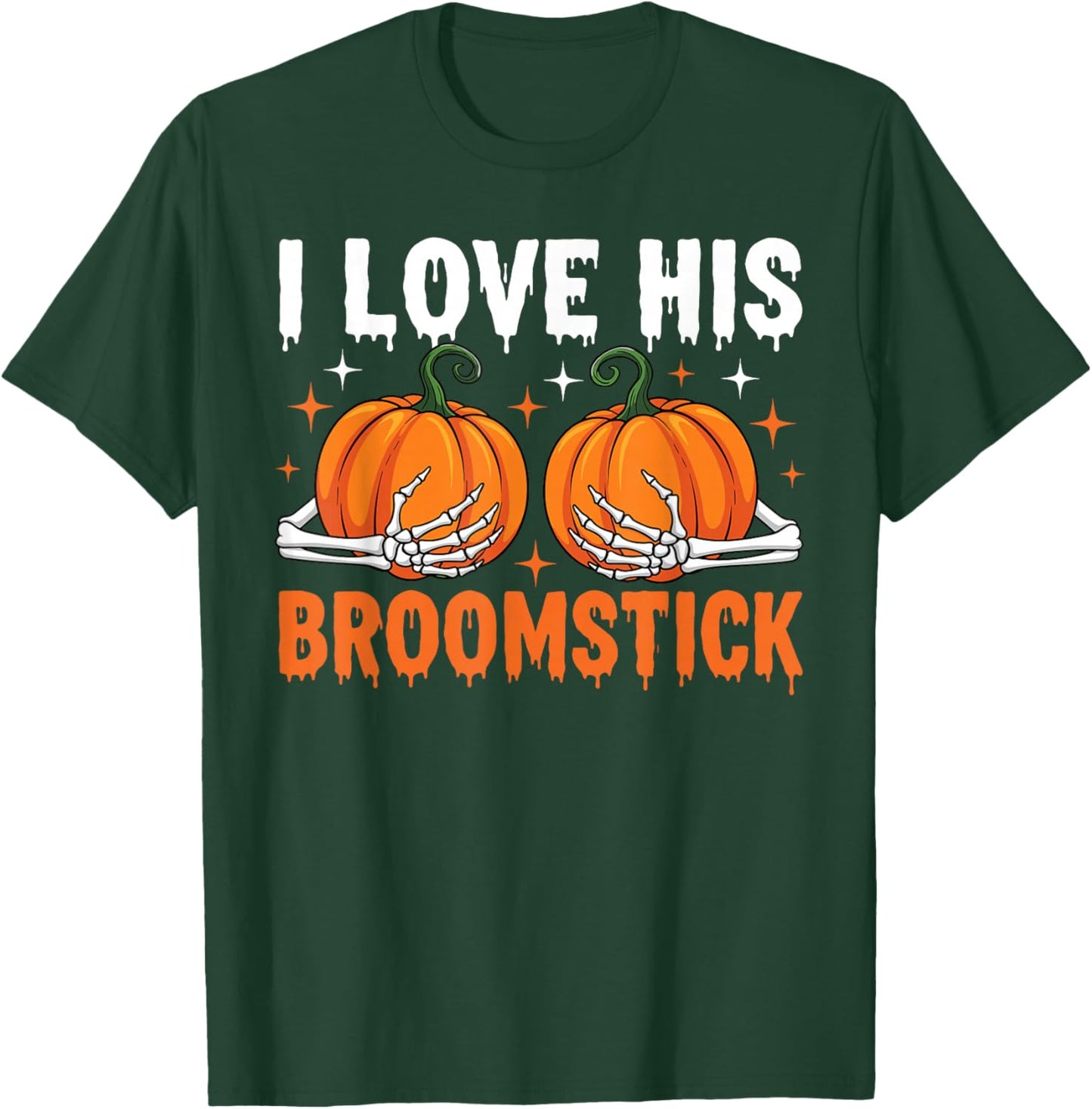 I Love His Broomstick Couple Matching Halloween Costumes T-Shirt - T-Shirt | Forest