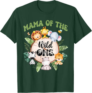 Mama Of The Wild One 1st Birthday Safari Family Matching T-Shirt - T-Shirt | Forest
