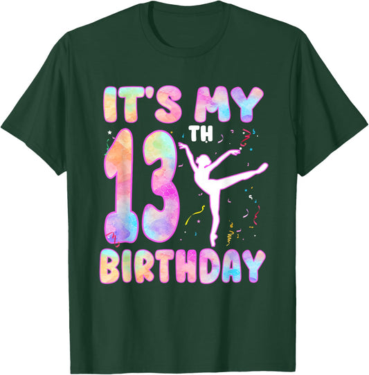 It's My 13th Birthday Gymnastic Theme 13 Year Old Gymnast T-Shirt - T-Shirt | Forest