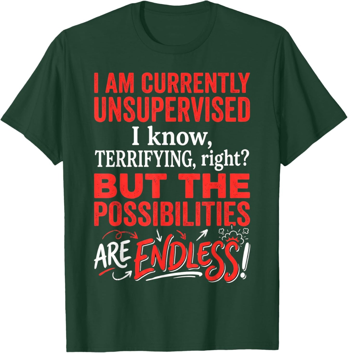 I'm Currently Unsupervised Sarcastic Humorous Funny Gift T-Shirt - T-Shirt | Forest