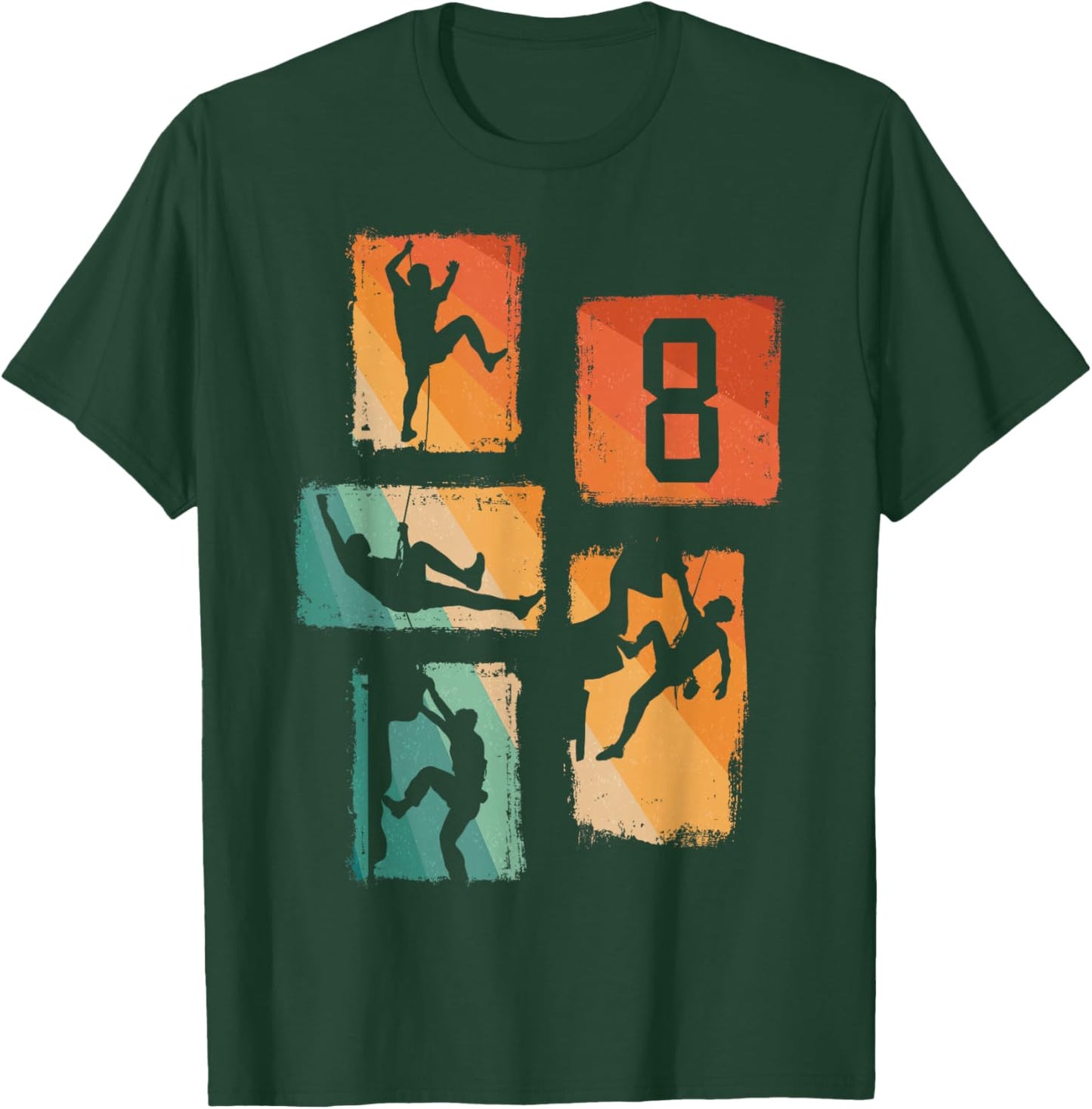 8th Birthday Climbing Rock Climber Bouldering 8 Years Old T-Shirt - T-Shirt | Forest