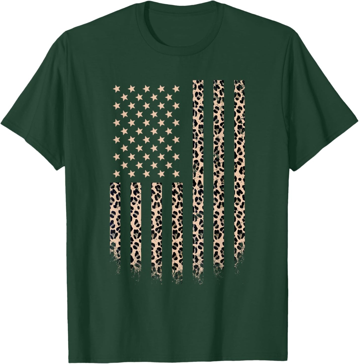 Leopard American flag Leopard Print 4th of july Animal Lover Kids Men T-Shirt - T-Shirt | Forest