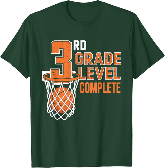 3rd Grade Level Complete Basketball Last Day of School Boys T-Shirt - T-Shirt | Forest
