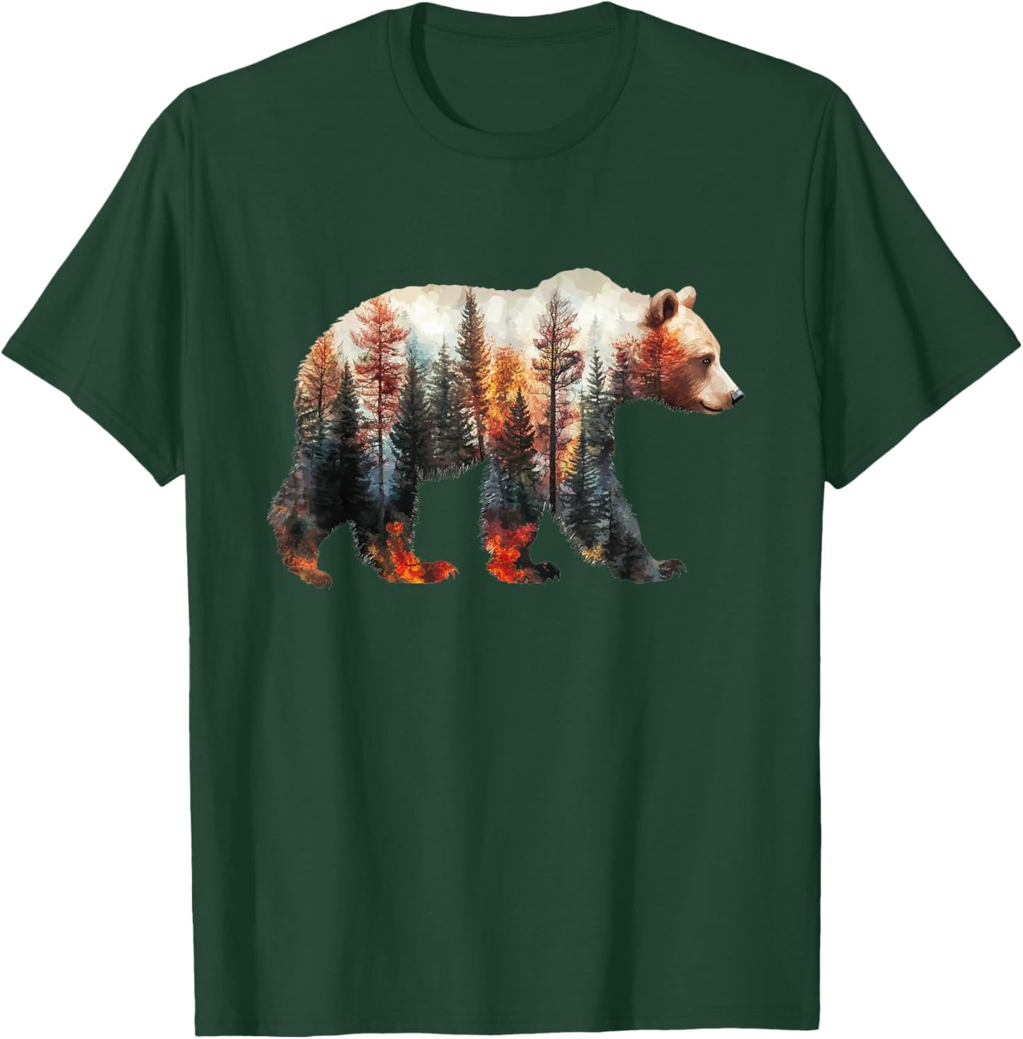 Bear Forest Mountains Trees Nature Sunset Outdoor Graphic T-Shirt - T-Shirt | Forest