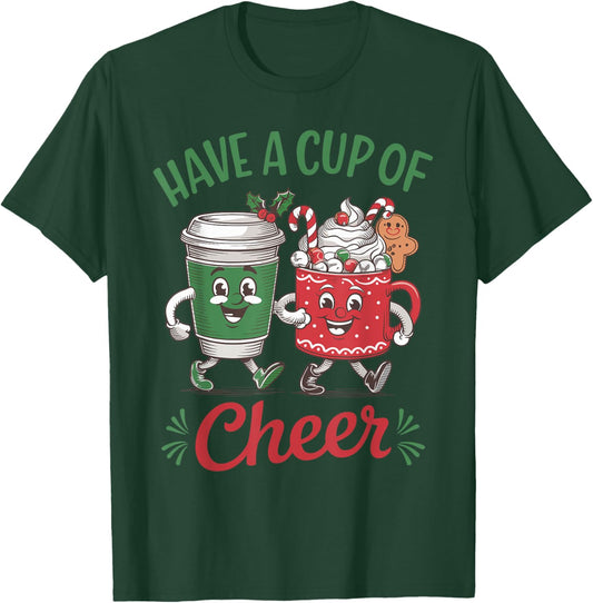Christmas Mascots Coffee Hot Cocoa Have A Cup Of Cheer T-Shirt - T-Shirt | Forest