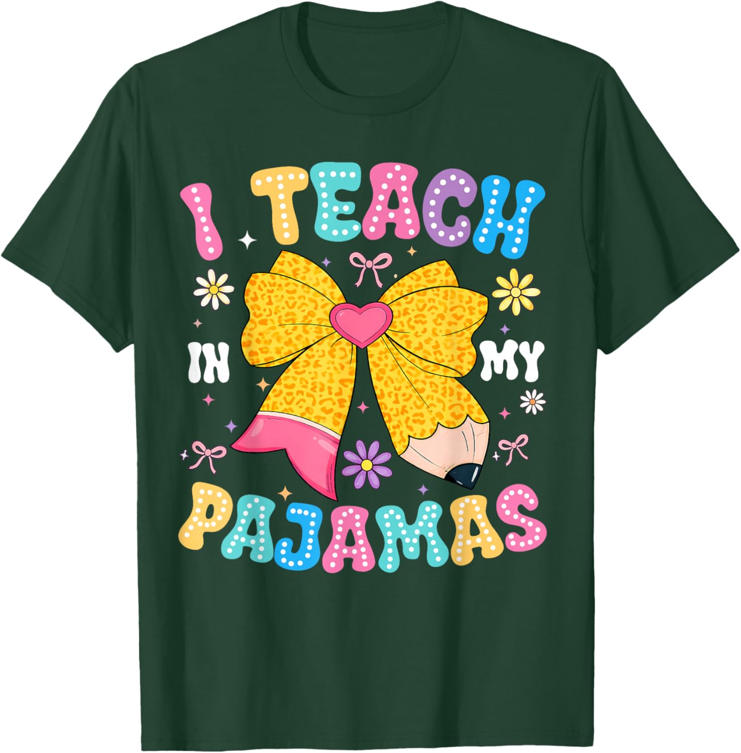 I Teach in My Pajamas Funny Quote for Teacher Homeschool T-Shirt - T-Shirt | Forest