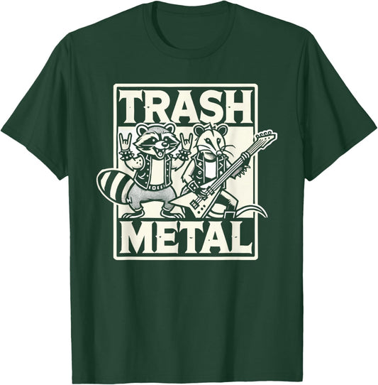 Trash Metal Funny Opossum Raccoon Band T-Shirt - T-Shirt | Forest