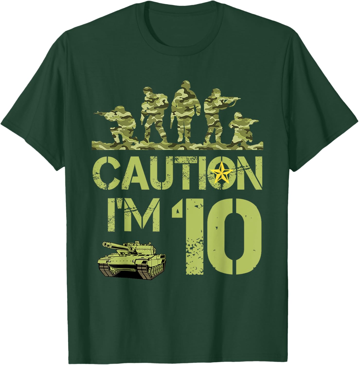 10th Army Birthday Military I'm 10 Year Old Camo Birthday T-Shirt - T-Shirt | Forest