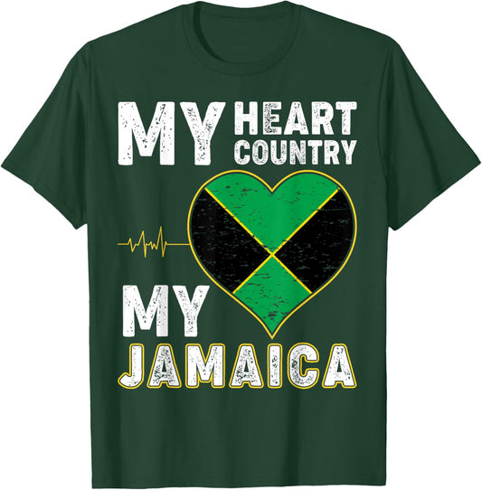 Jamaica Labour Party Jamaican Flag Heart Patriotic Vintage T-Shirt - T-Shirt | Forest