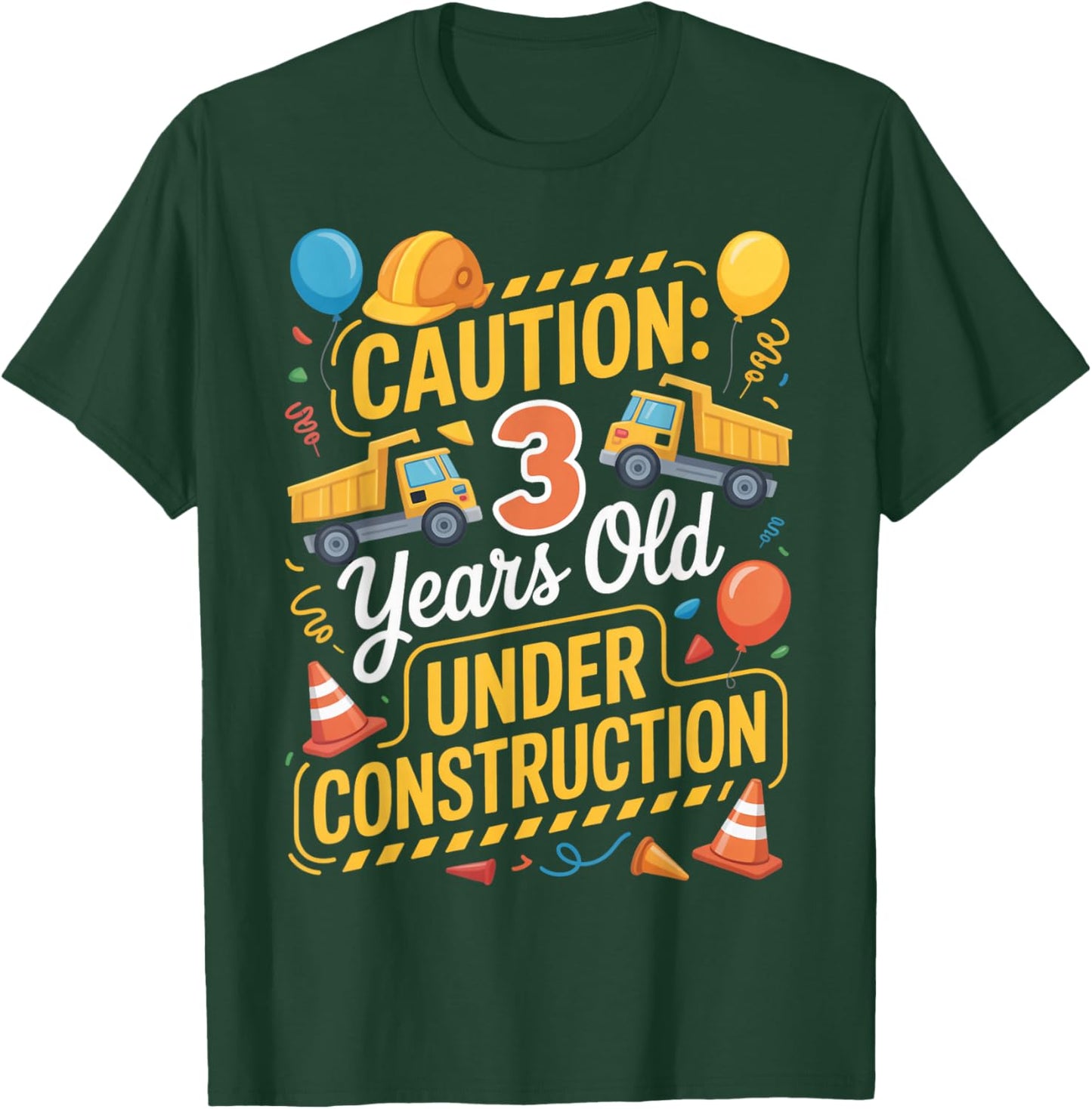 3rd Birthday Excavator 3 Years Under Construction Birthday T-Shirt - T-Shirt | Forest