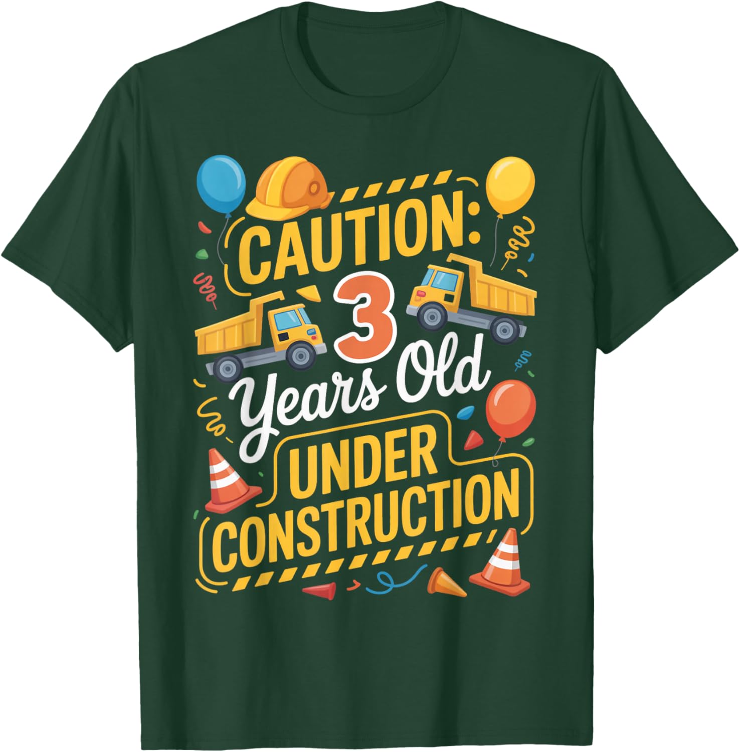 3rd Birthday Excavator 3 Years Under Construction Birthday T-Shirt - T-Shirt | Forest