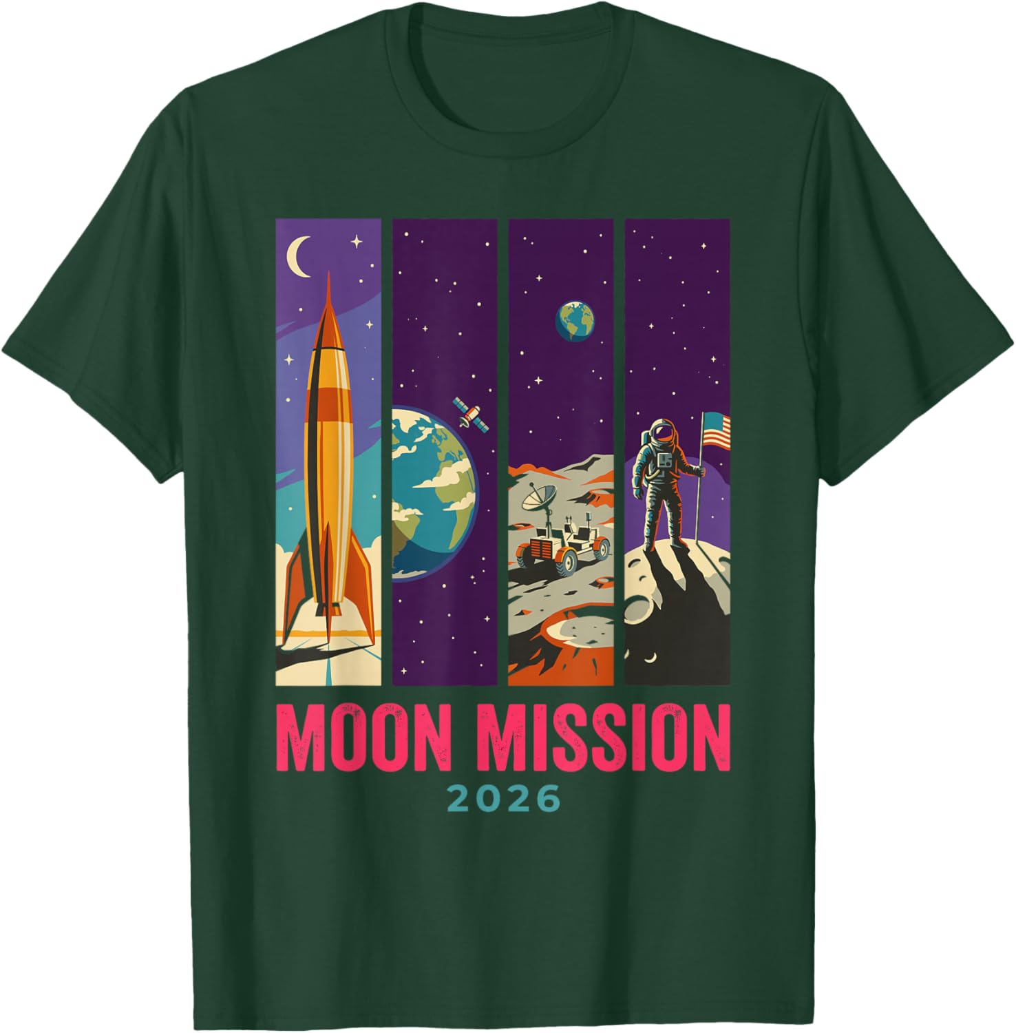 Rocket Launch and Astronaut T-Shirt - T-Shirt | Forest