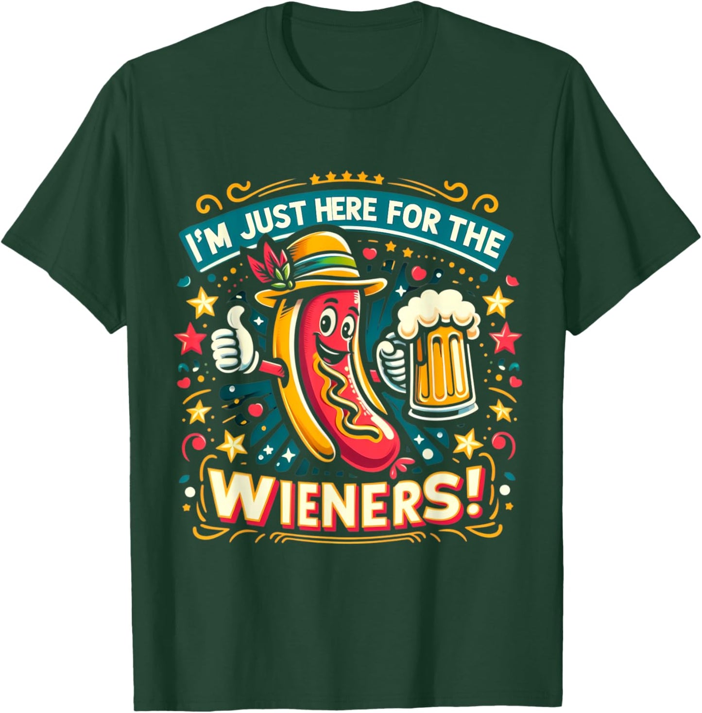 I'm Just Here For The Wieners Hotdog Funny Oktoberfest Pun Women T-Shirt - T-Shirt | Forest