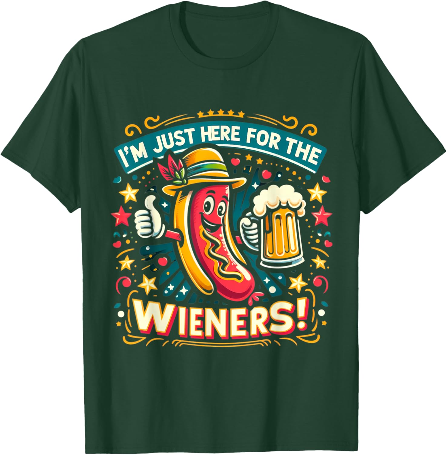 I'm Just Here For The Wieners Hotdog Funny Oktoberfest Pun Women T-Shirt - T-Shirt | Forest