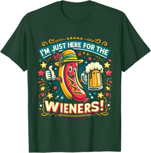 I'm Just Here For The Wieners Hotdog Funny Oktoberfest Pun Women T-Shirt - T-Shirt | Forest