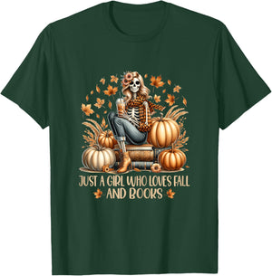 Just a Girl Who Loves Fall and Books Pumpkin Spice Autumn T-Shirt - T-Shirt | Forest