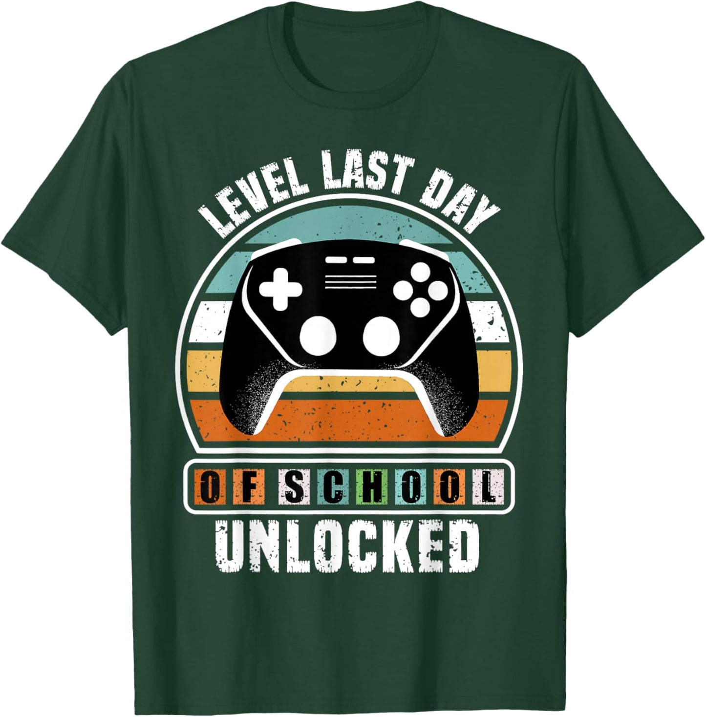 Level Last Day of School Unlocked Funny Gaming Lovers Boys T-Shirt - T-Shirt | Forest