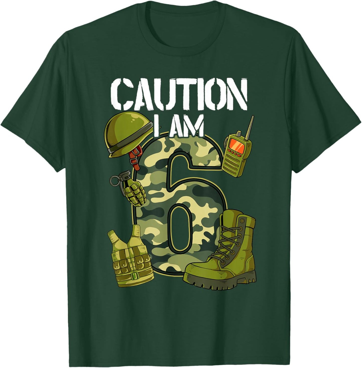 6th Birthday Army T-Shirt - T-Shirt | Forest