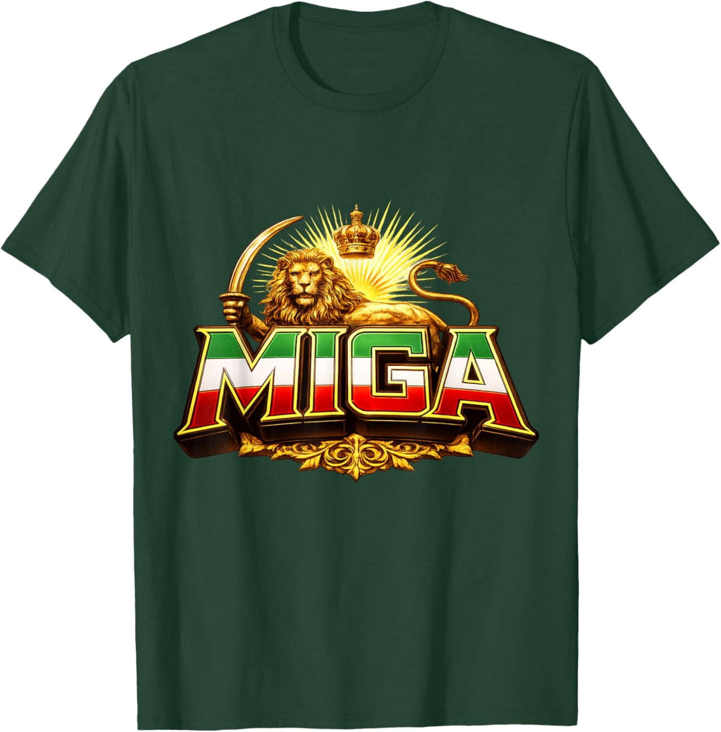 Miga Make Iran Great Again Freedom Reza Pahlavi Flag Lion T-Shirt - T-Shirt | Forest