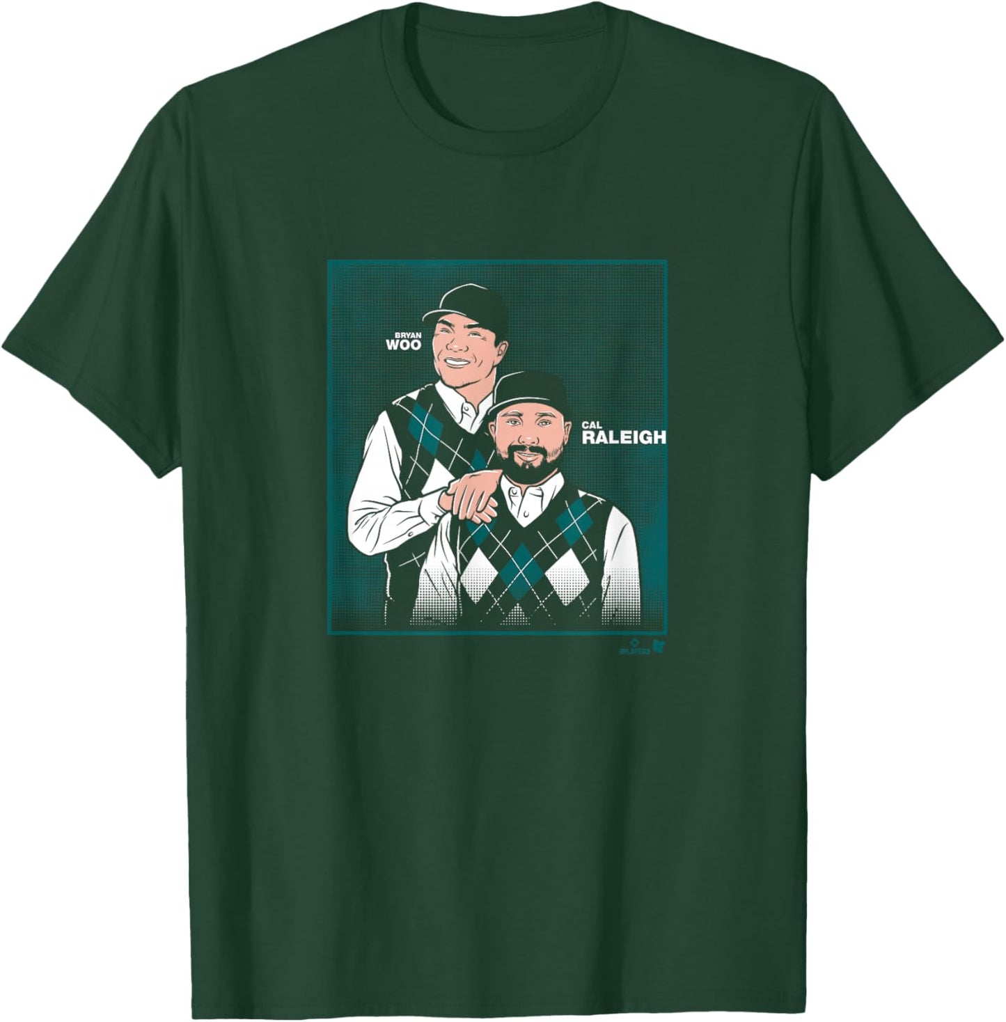 Cal Raleigh & Bryan Woo - Family Portrait - Seattle Baseball T-Shirt - T-Shirt | Forest