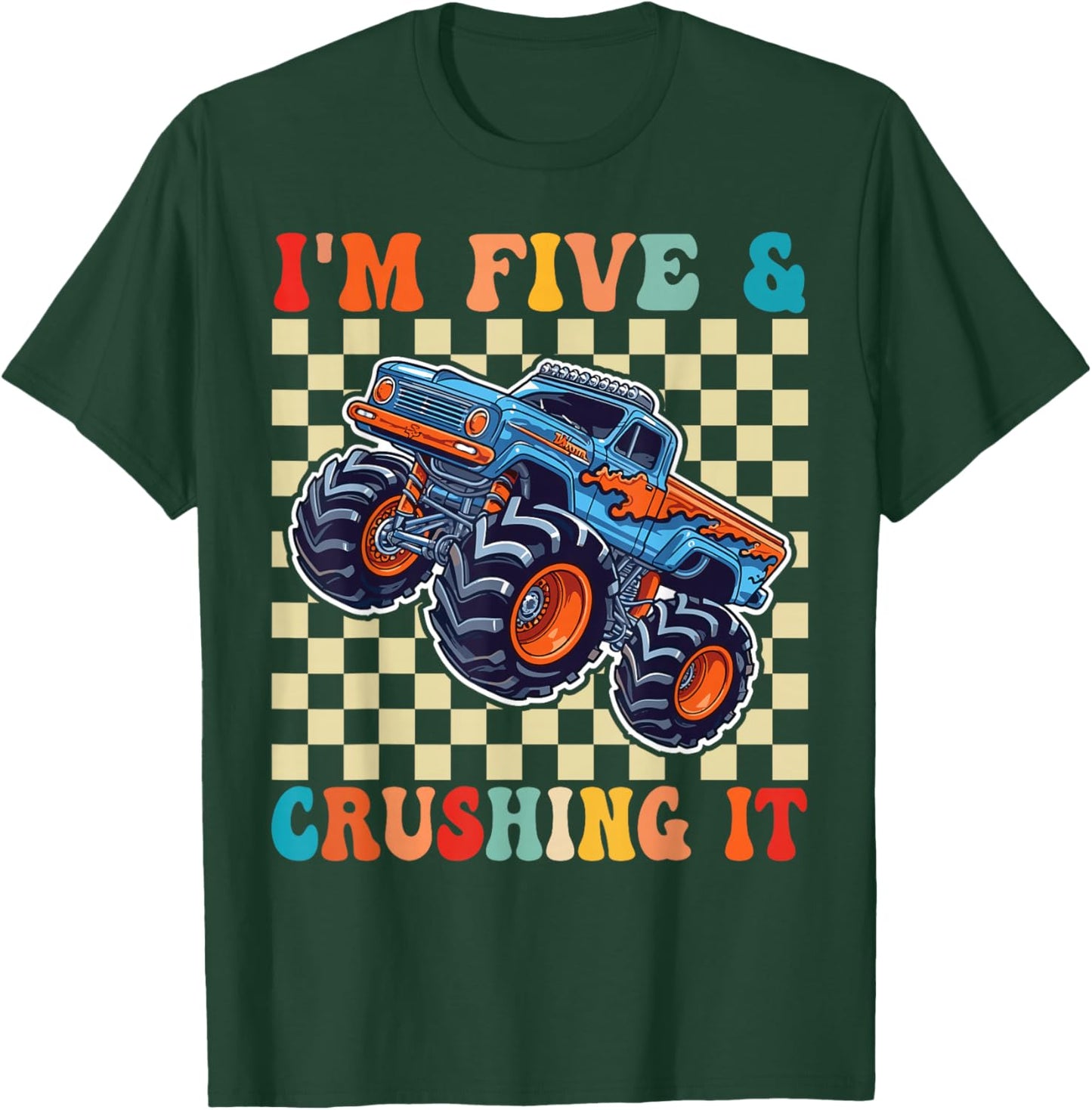Birthday Monster Truck 5 Year Old Boys 5th Birthday Party T-Shirt - T-Shirt | Forest