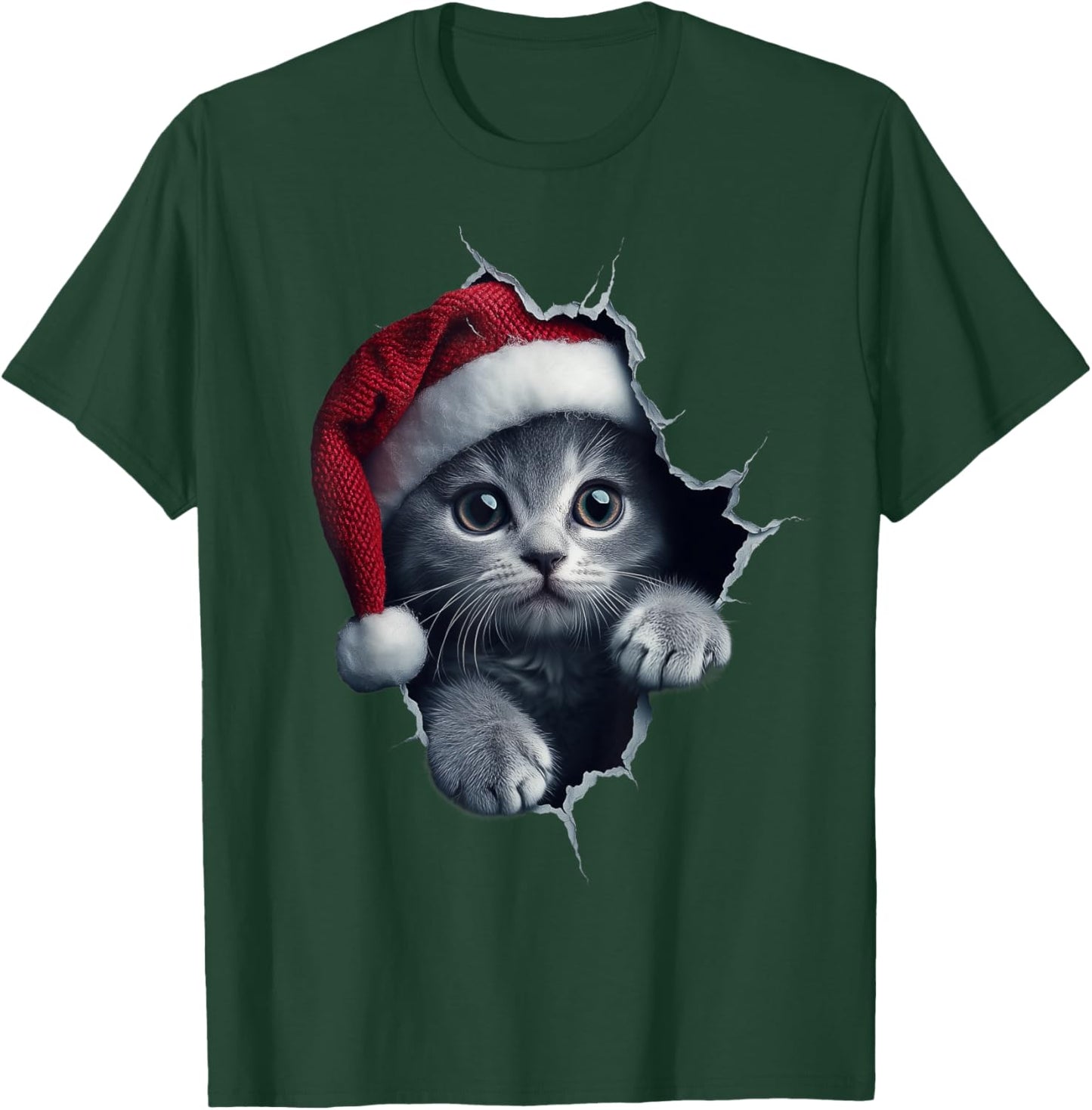 Funny Christmas Cat Lover Cats Owner Xmas Cute Cat T-Shirt - T-Shirt | Forest