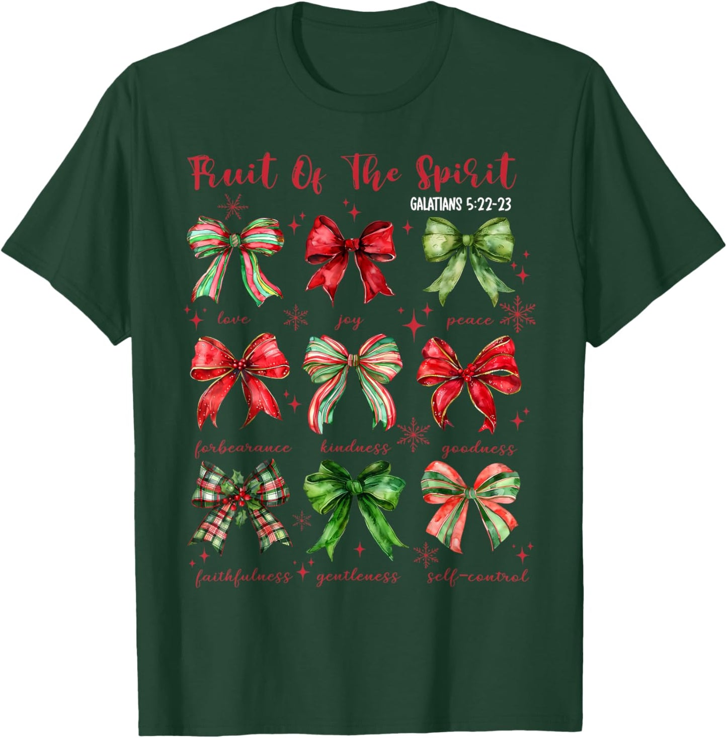 Coquette Bow Fruit Of The Spirit Christmas Jesus Christian T-Shirt - T-Shirt | Forest