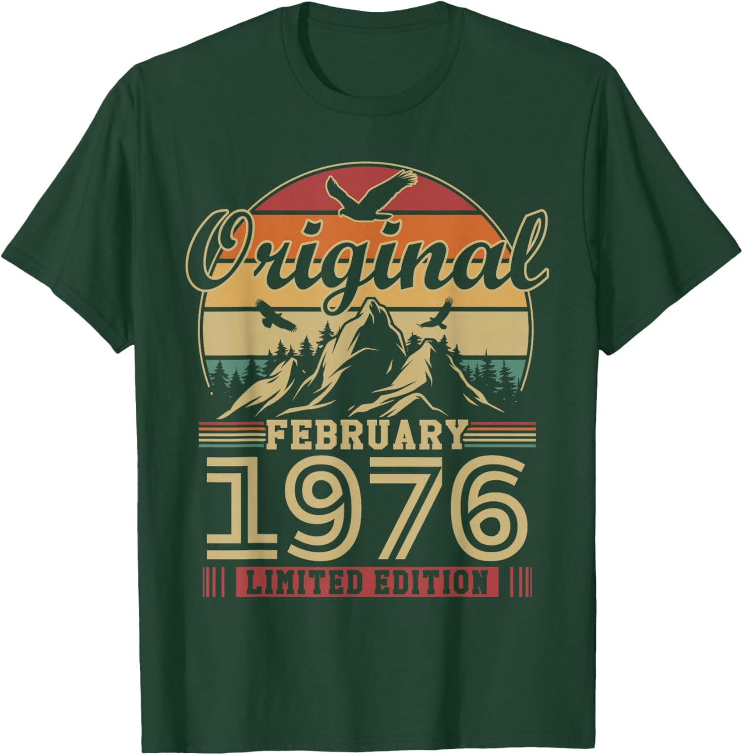 Vintage Cadeau Anniversaire 50 Ans pour Né en Février 1976 T-Shirt - T-Shirt | Forest
