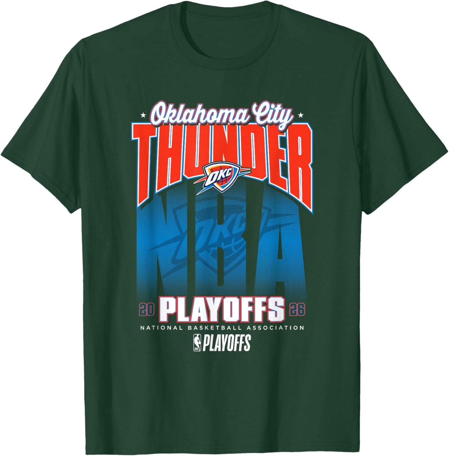 NBA Official 2026 Playoffs Oklahoma City Thunder Fade T-Shirt - T-Shirt | Forest
