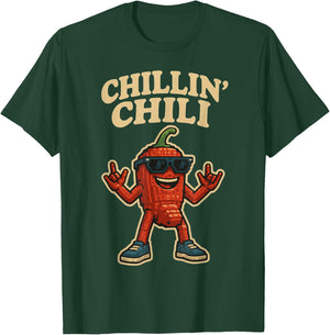 Chillin' Chili - Spicy Pepper Slang Brainrot Gaming Meme T-Shirt - T-Shirt | Forest