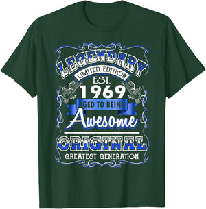 57th Birthday Gift Legendary Est. 1969 57 Years Old T-Shirt - T-Shirt | Forest