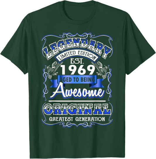 57th Birthday Gift Legendary Est. 1969 57 Years Old T-Shirt - T-Shirt | Forest