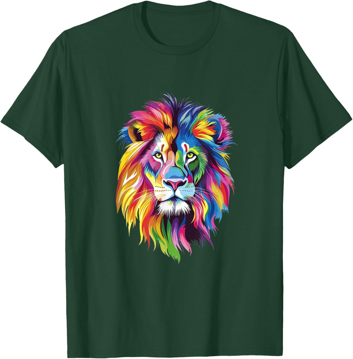 Vibrant Rainbow Lion Art for Bold Animal Lovers T-Shirt - T-Shirt | Forest