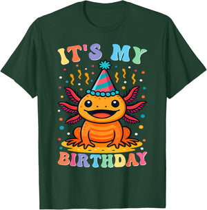 Its My Birthday Axolotl Birthday Party Celebration T-Shirt - T-Shirt | Forest