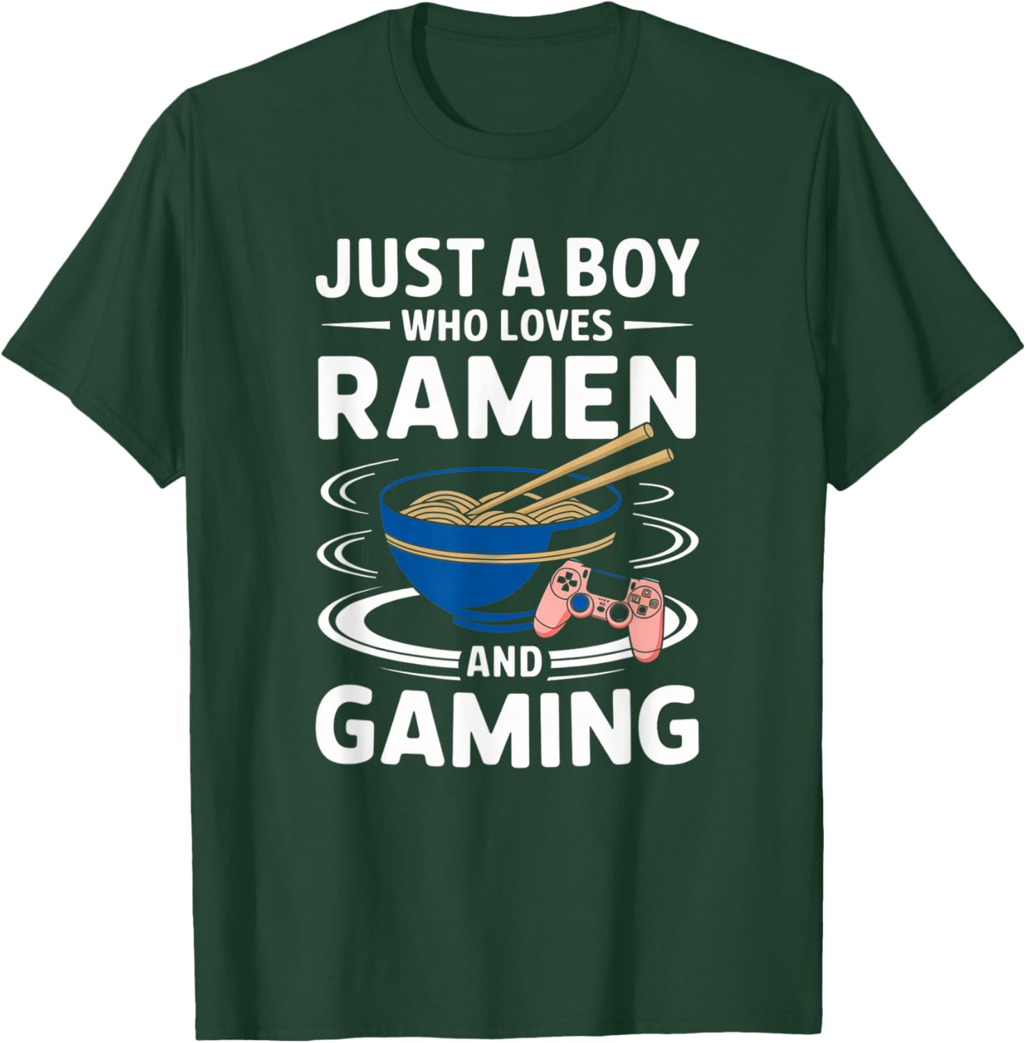 Just A Boy Who Loves Ramen and Gaming Japan Noodles Anime T-Shirt - T-Shirt | Forest