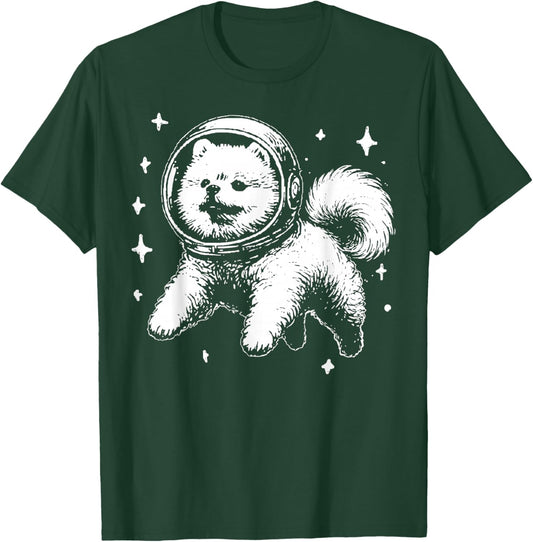 Pomeranian Astronaut Funny Pomeranian Dog Meme Space Vintage T-Shirt - T-Shirt | Forest