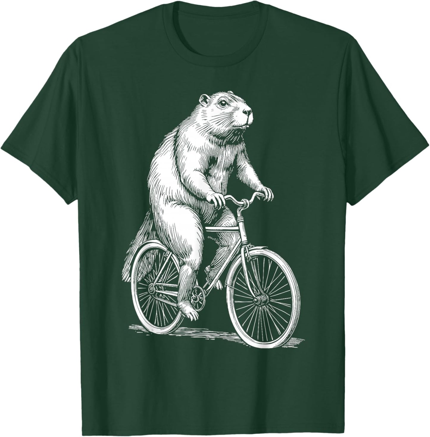 Cycling Bicycle Beaver Vintage Cyclist Funny Biker Animal T-Shirt - T-Shirt | Forest