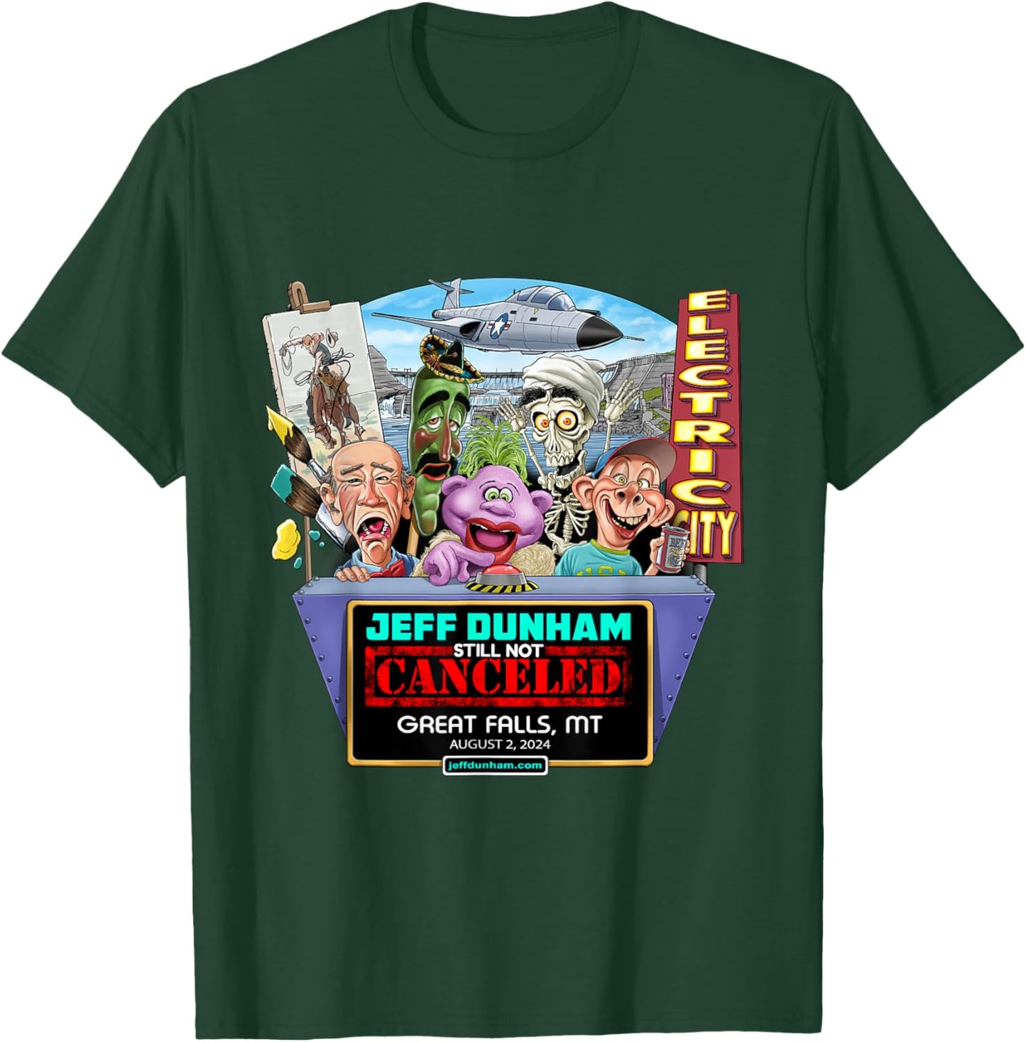 Jeff Dunham Great Falls, MT (2024) T-Shirt - T-Shirt | Forest