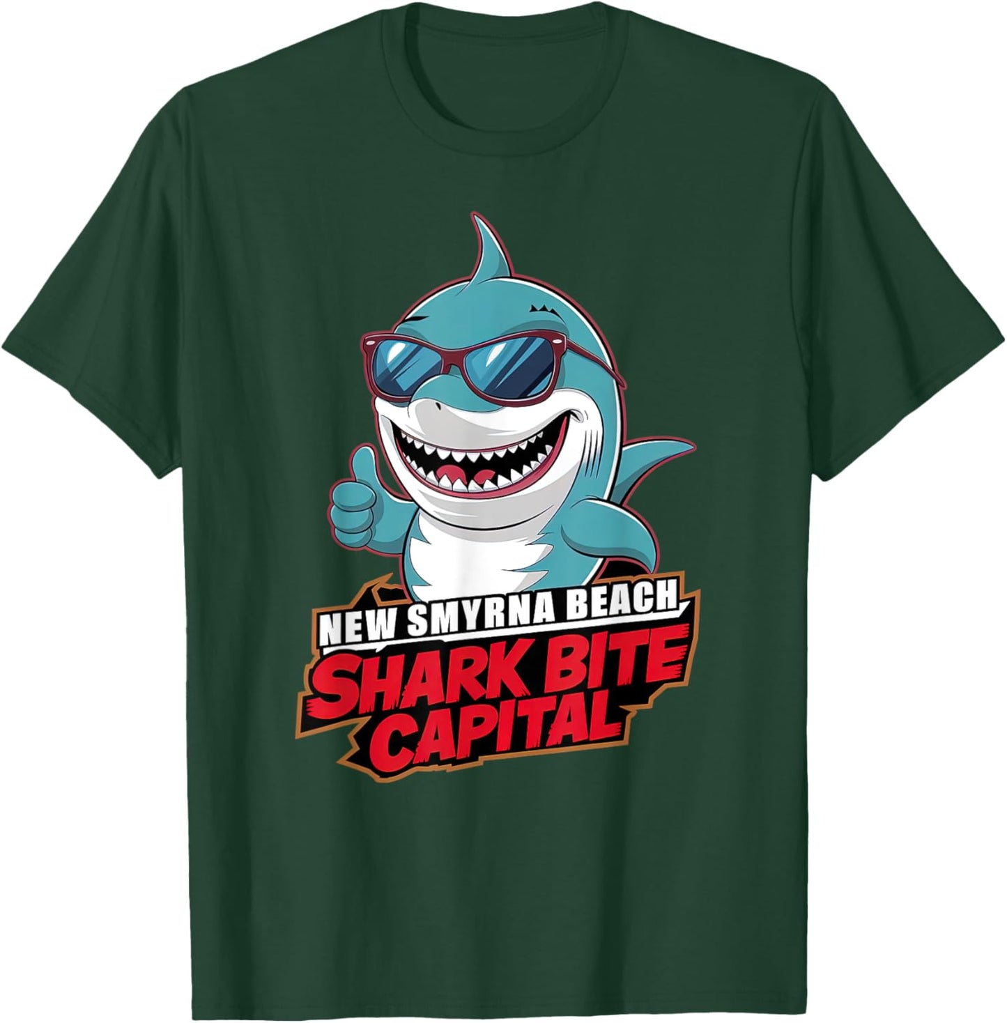 New Smyrna Beach: Shark Bite Capital Of The World Graphic Women Girls Kids T-Shirt - T-Shirt | Forest