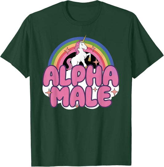Alpha Male Rainbow Unicorn Funny Oddly Specific Dank Meme T-Shirt - T-Shirt | Forest