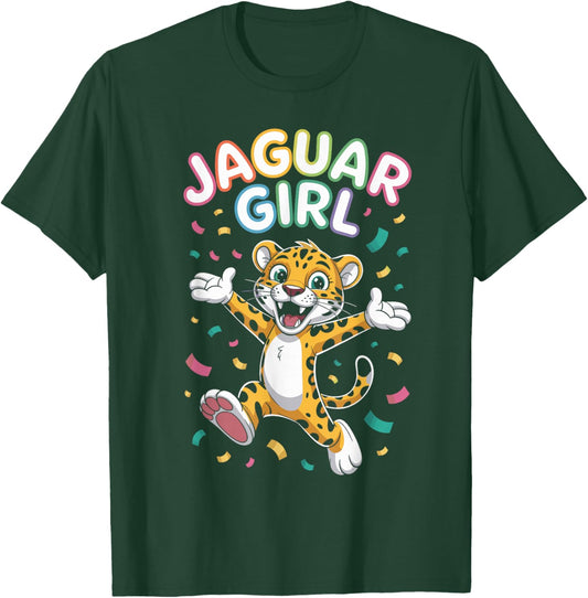 Jaguar Girl Cartoon Wild Cat Retro Artwork Jungle T-Shirt - T-Shirt | Forest