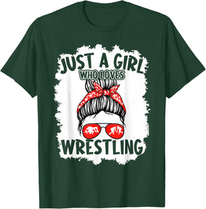 Just A Girl Who Loves Wrestling Wrestler Girls Kids T-Shirt - T-Shirt | Forest