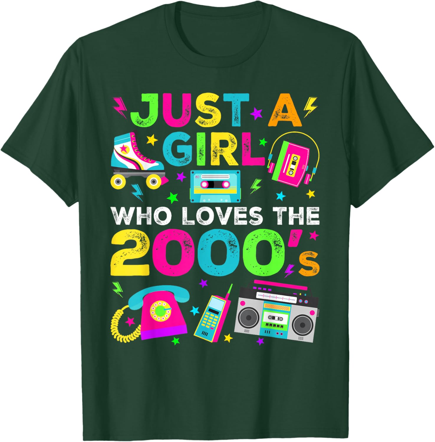 Just A Girl Who Loves The 2000s, 2000's Retro Costume T-Shirt - T-Shirt | Forest