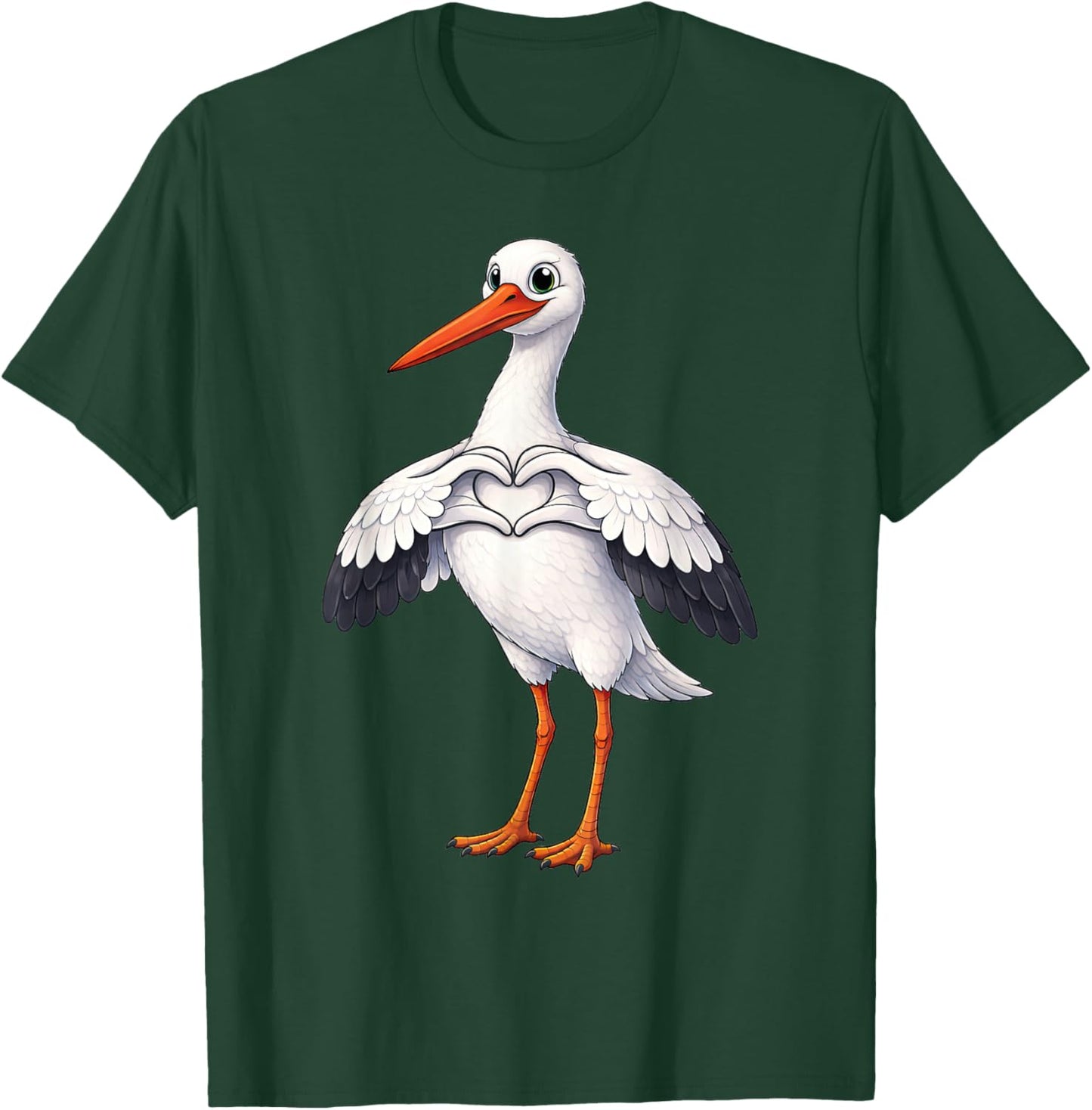 Storch mit Herz | Süßer Weißstorch mit Herzsymbol T-Shirt - T-Shirt | Forest