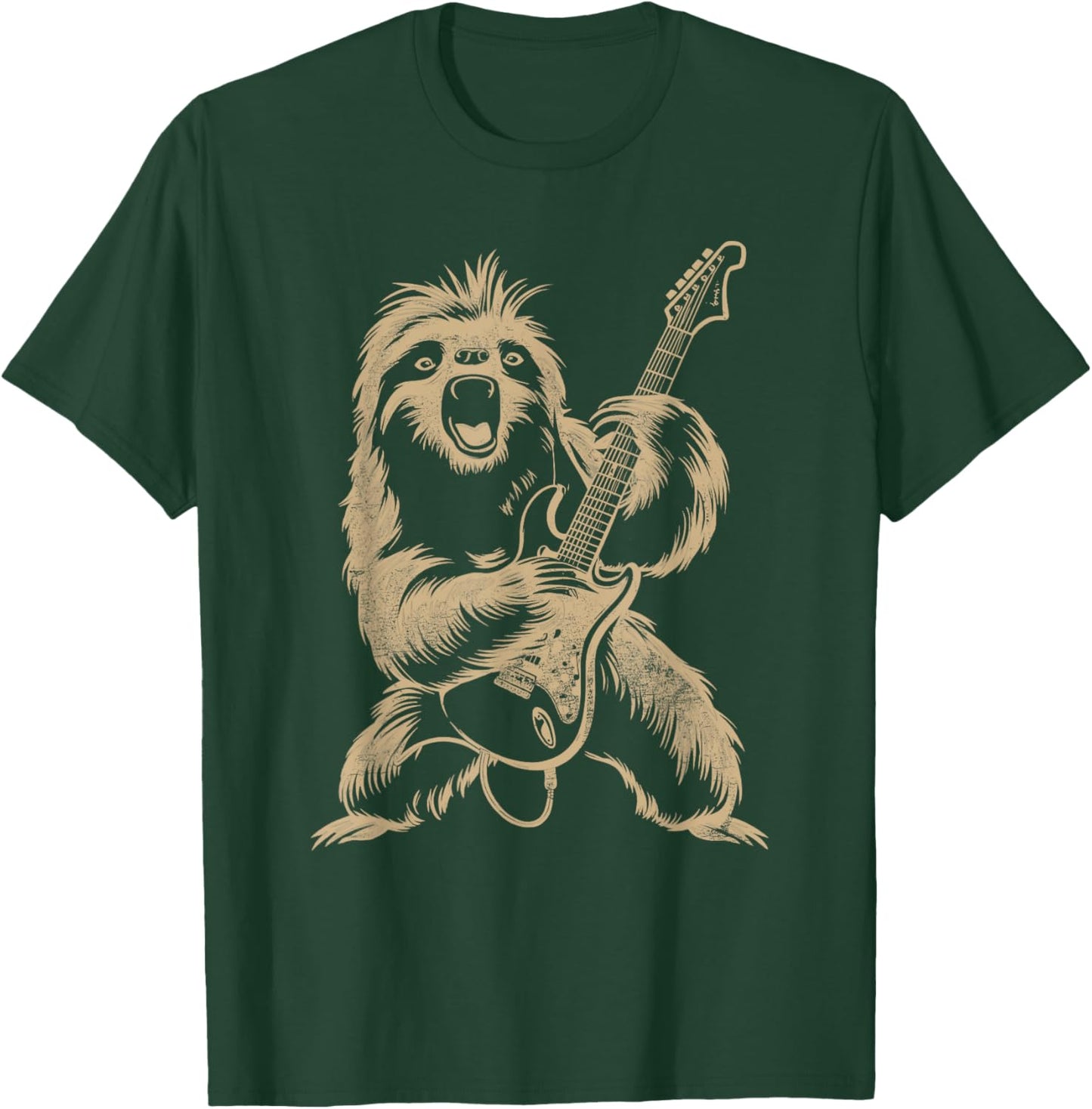 Sloth Playing Guitar Graphic Funny Women Sloth Lover T-Shirt - T-Shirt | Forest
