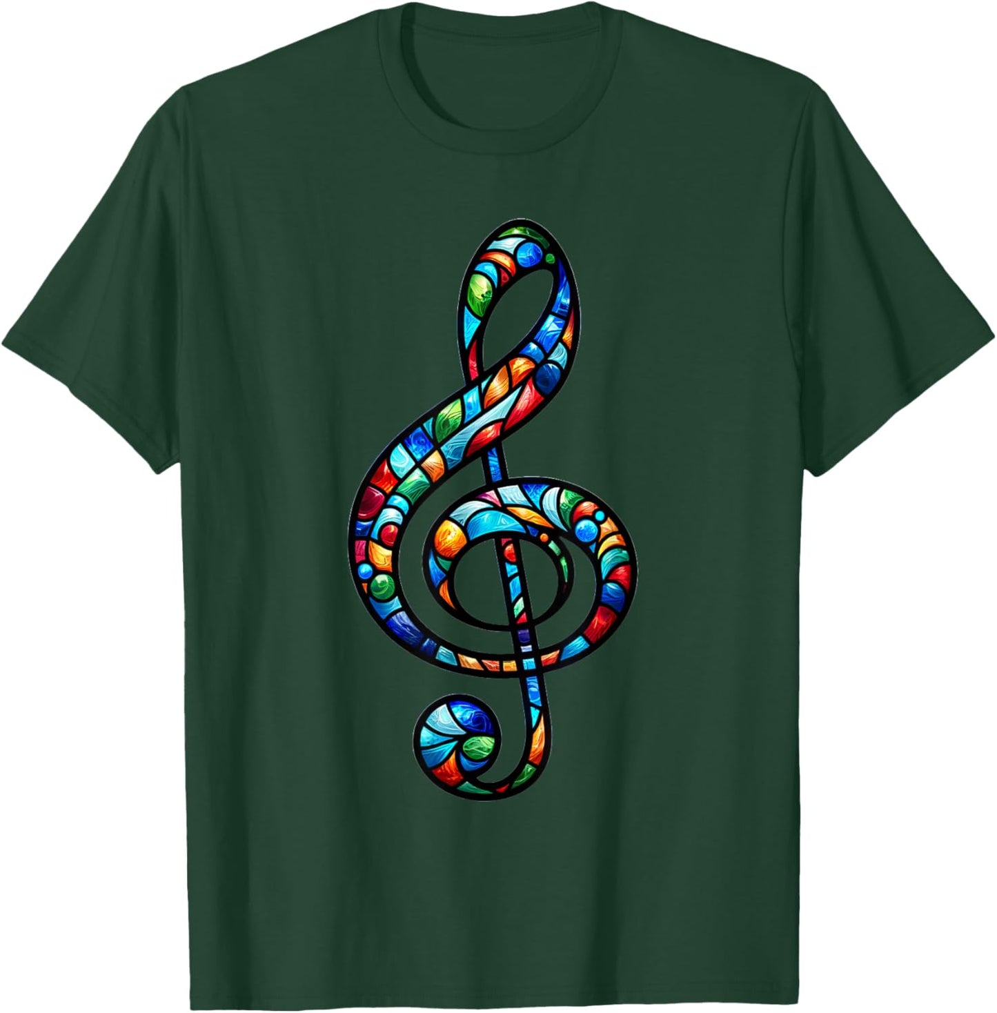 Stained Glass Window Treble Clef Art Musical Note Music T-Shirt - T-Shirt | Forest